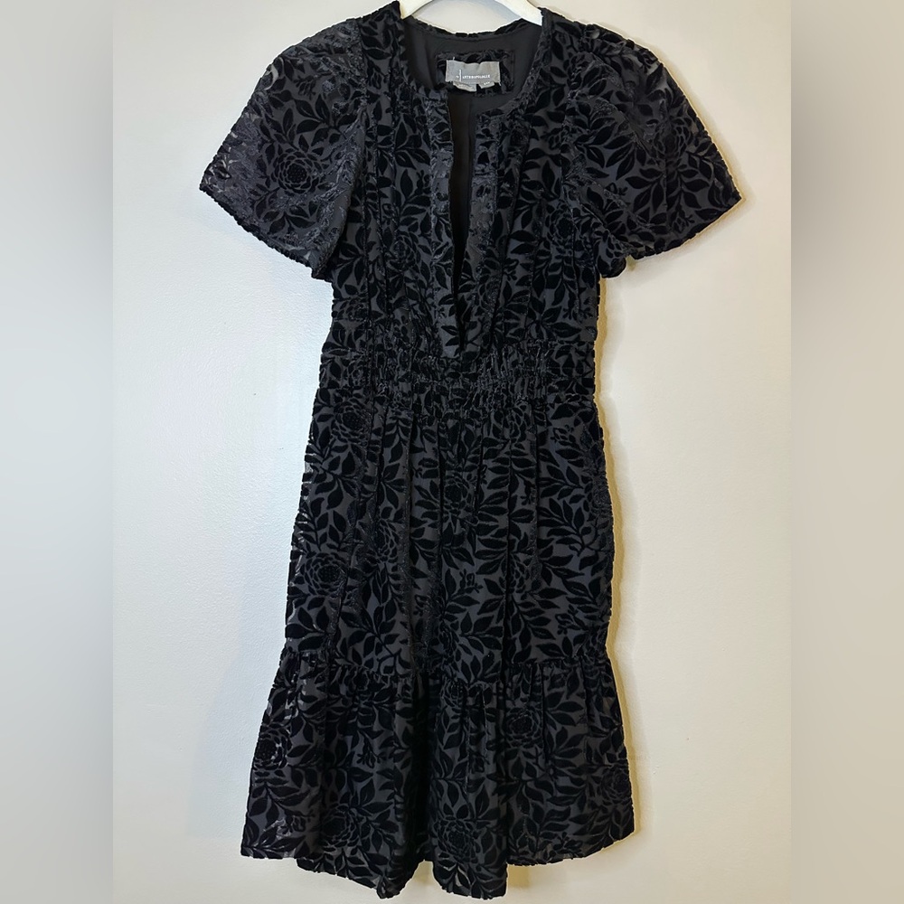 Anthropologie black velvet dress xxs